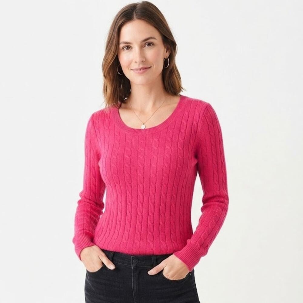 TALBOTS Classic Knit Pink Sweater Ribbed Wool Cozy Fall Winter Medium